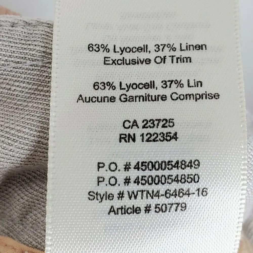 Wilfred Allant High Rise Cropped Pants 8 Oatmeal Linen Blend Roll Cuff Hem